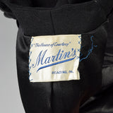 Small 1950s Swing Coat Elegant Winter Black Beaded Outerwear