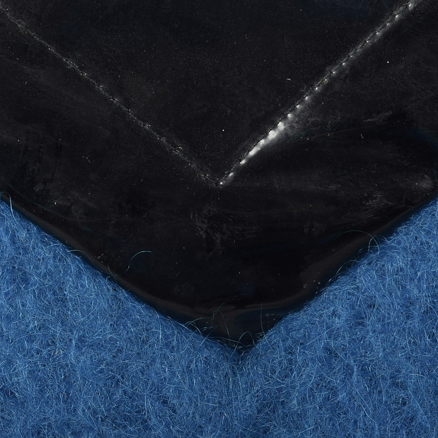 1960s Pierre Cardin Space Age Mod Blue Mohair and Black Vinyl Mini Skirt