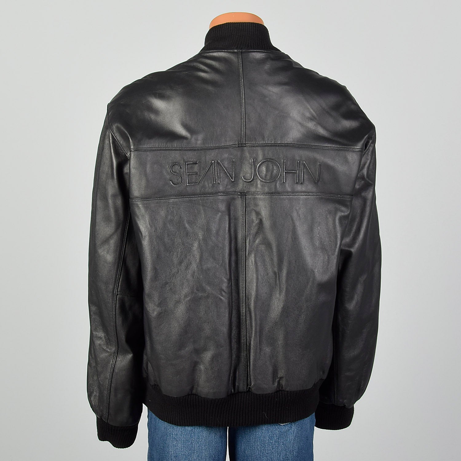 Sean john best sale leather bomber jacket