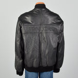 XXL-XXXL Sean John Black Leather Bomber Jacket