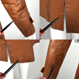 Large 1970s Brown Leather Trench Coat Wide Collar with Great Details