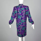 1980s Emanuel Ungaro Purple Floral Print Dress