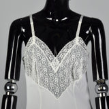 1950s Lace Trim White Nylon Slip with Adjustable Straps
