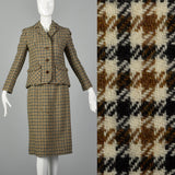 XXS 1960s Brown Skirt Suit