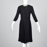 1930s Black Dress with Sequin and Mesh Detail