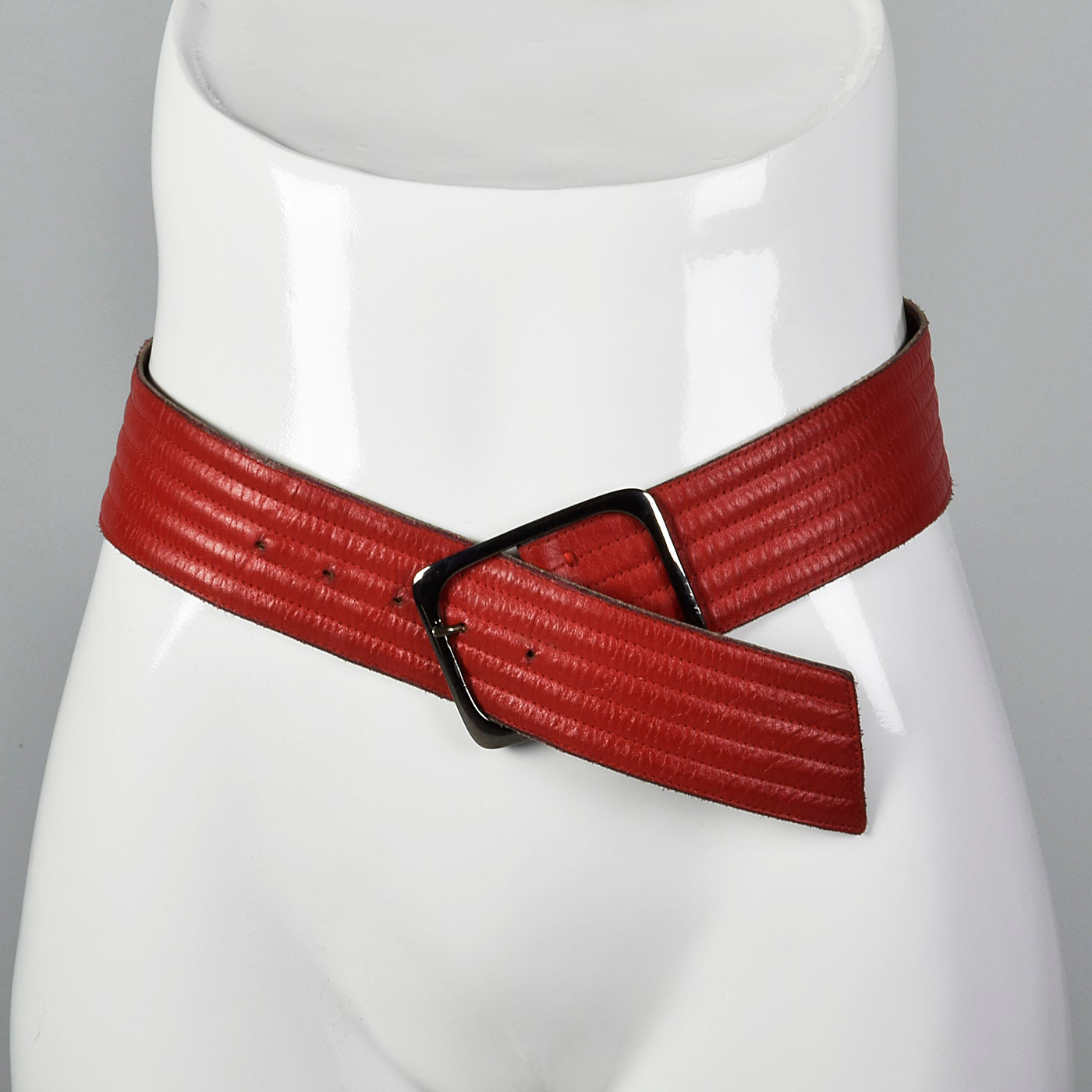 1980s Yves Saint Laurent Red Leather Belt