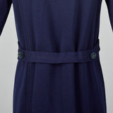 1960s Navy Wool Cardigan Coat with Belted Back