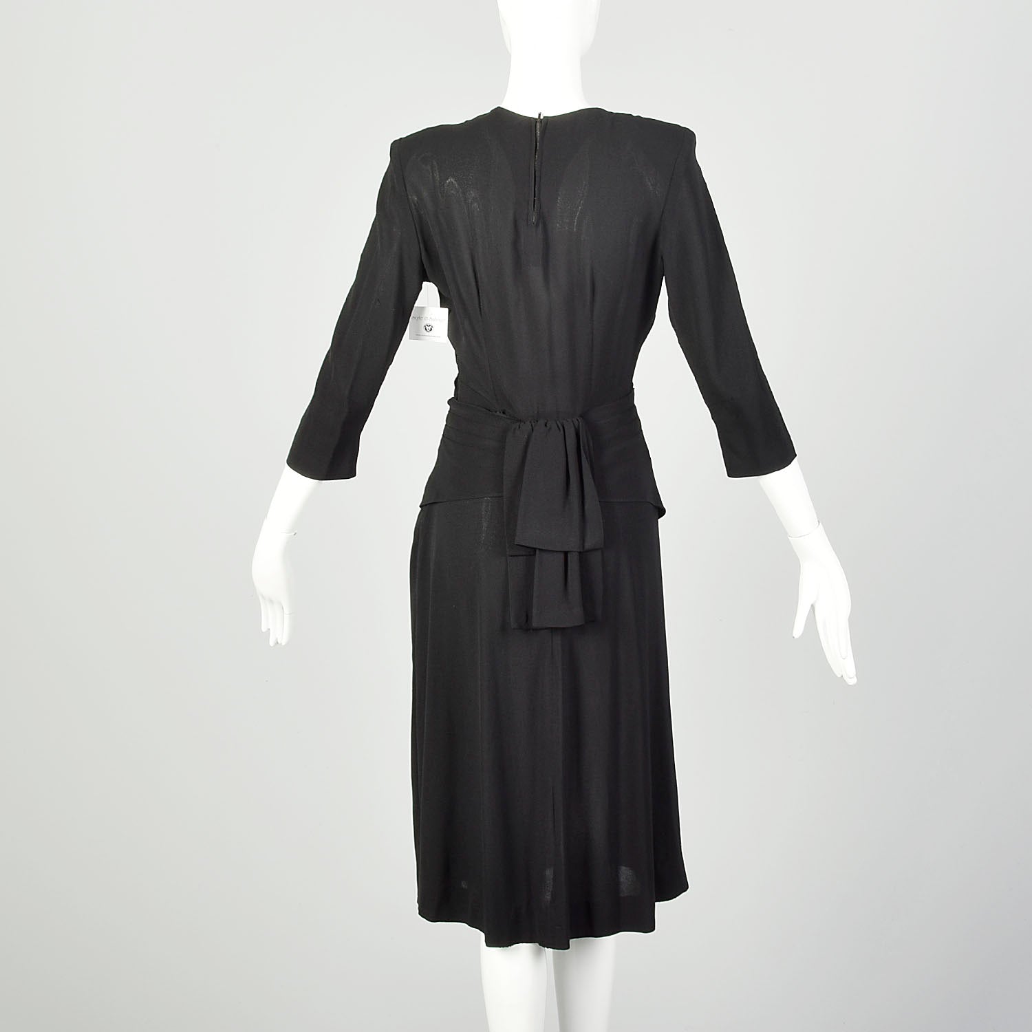 XS 1940s Little Black Dress Rayon Studs Quarter Length Sleeve XS 1940s Little Black Dress Rayon Studs Quarter Length Sleeve