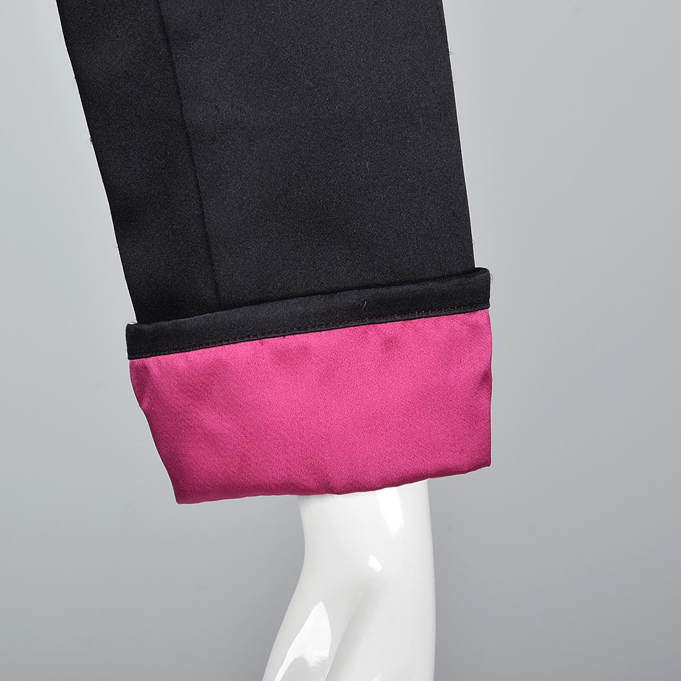 Yves Saint Laurent Rive Gauche Black Satin Satin Skirt Suit with