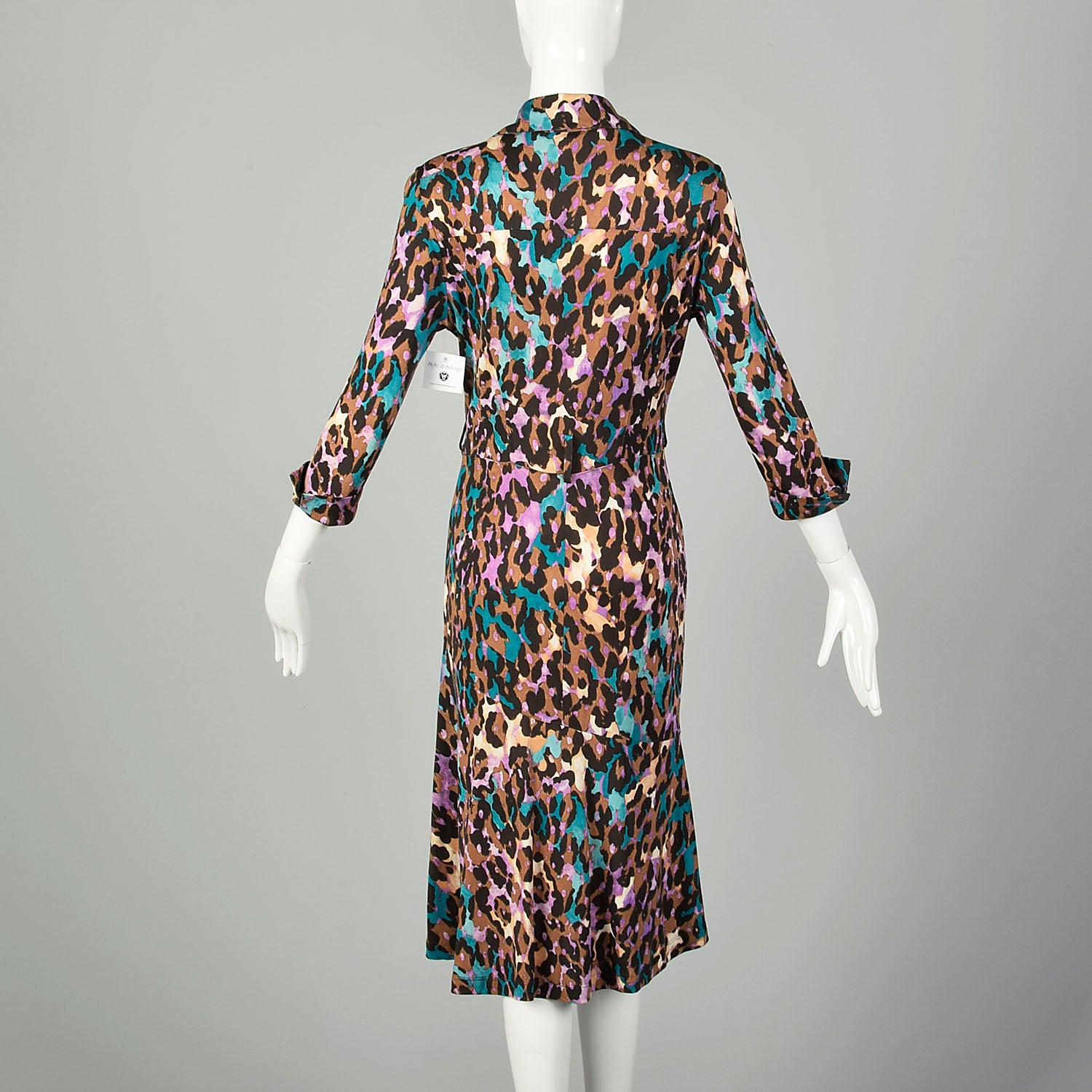 Medium Diane Von Furstenberg Animal Print Dress Silk Jersey Cuffed Sleeves