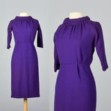 1950s Purple Knit Pencil Dress