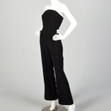 XS Thierry Mugler Sexy Black Strapless Wide Leg Jumpsuit