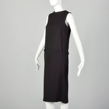 XS 1960s Sleeveless Mod Little Black Shift Dress