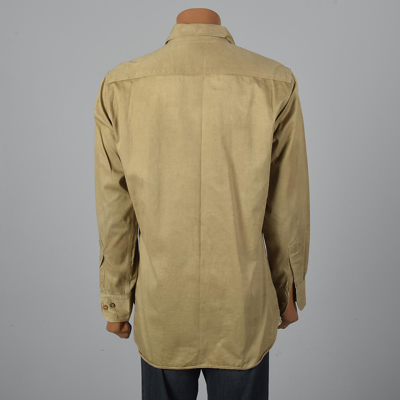 1940s WW2 Khaki Uniform Shirt with Honorable Discharge Patch