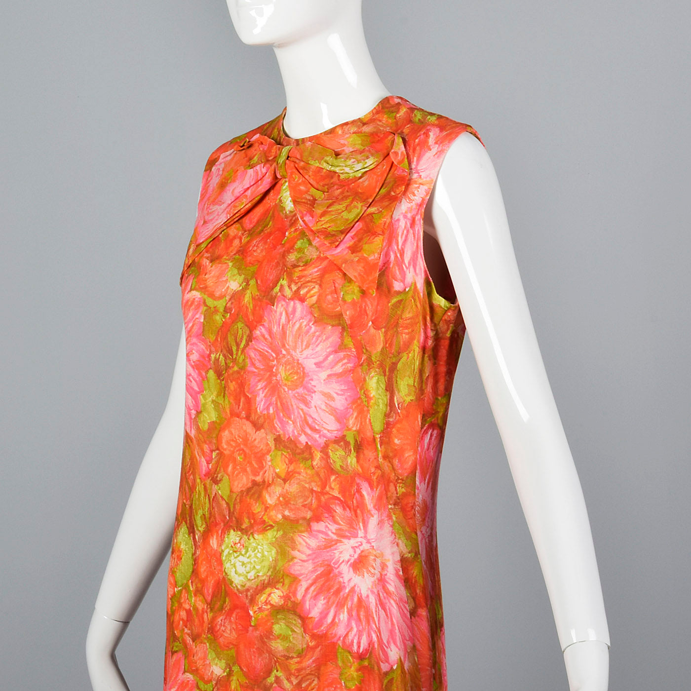 1960s Pink and Orange Floral Shift Dress