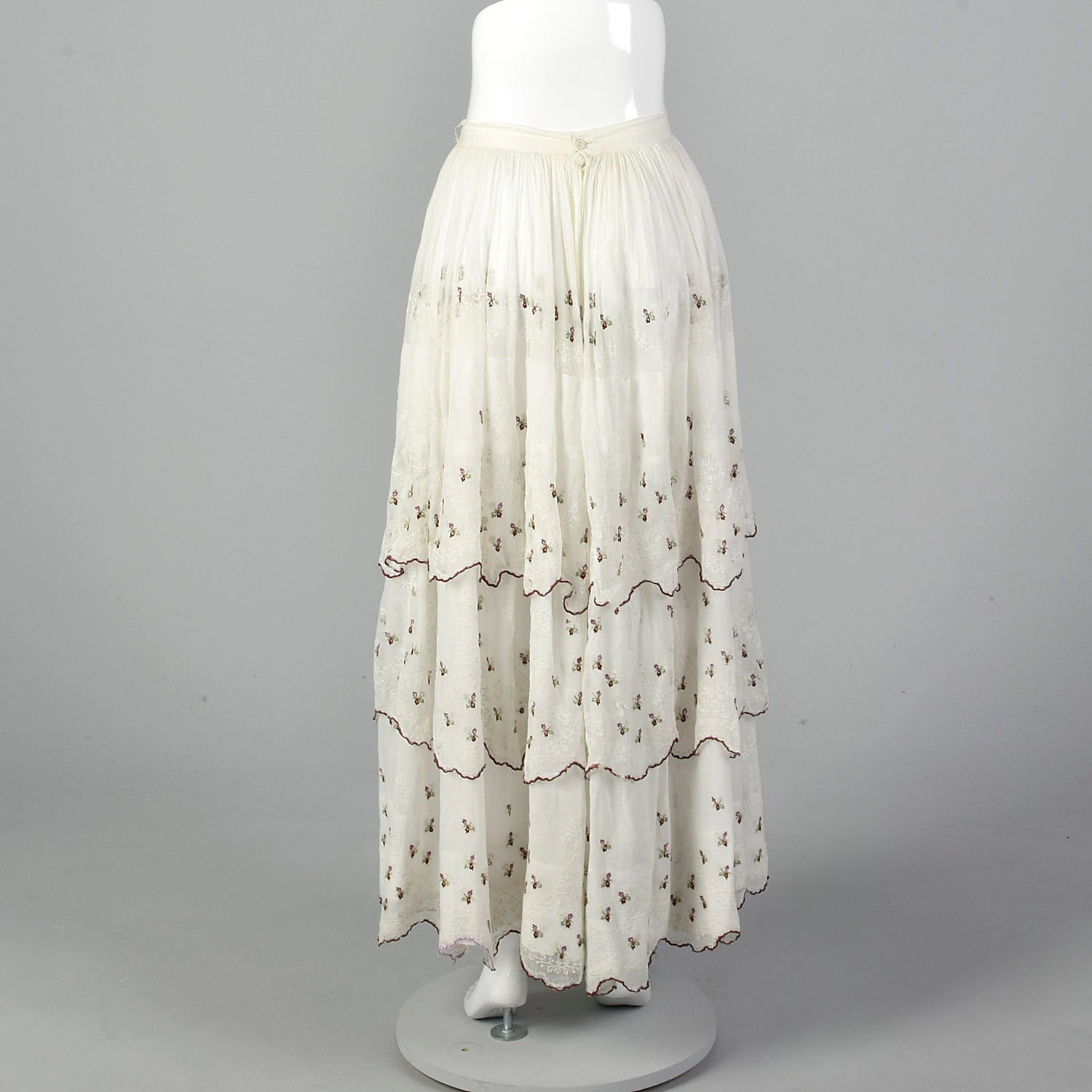 Large 1860s Tiered Embroidered Skirt