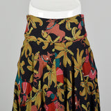 XS 1940s Novelty Print Cotton Harem Skirt