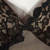 1950s Black Nightgown with Black Lace Applique