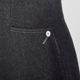 Small 1960s Mod Gray Wool Midi Skirt High Waist A Line Topstitch with Pockets