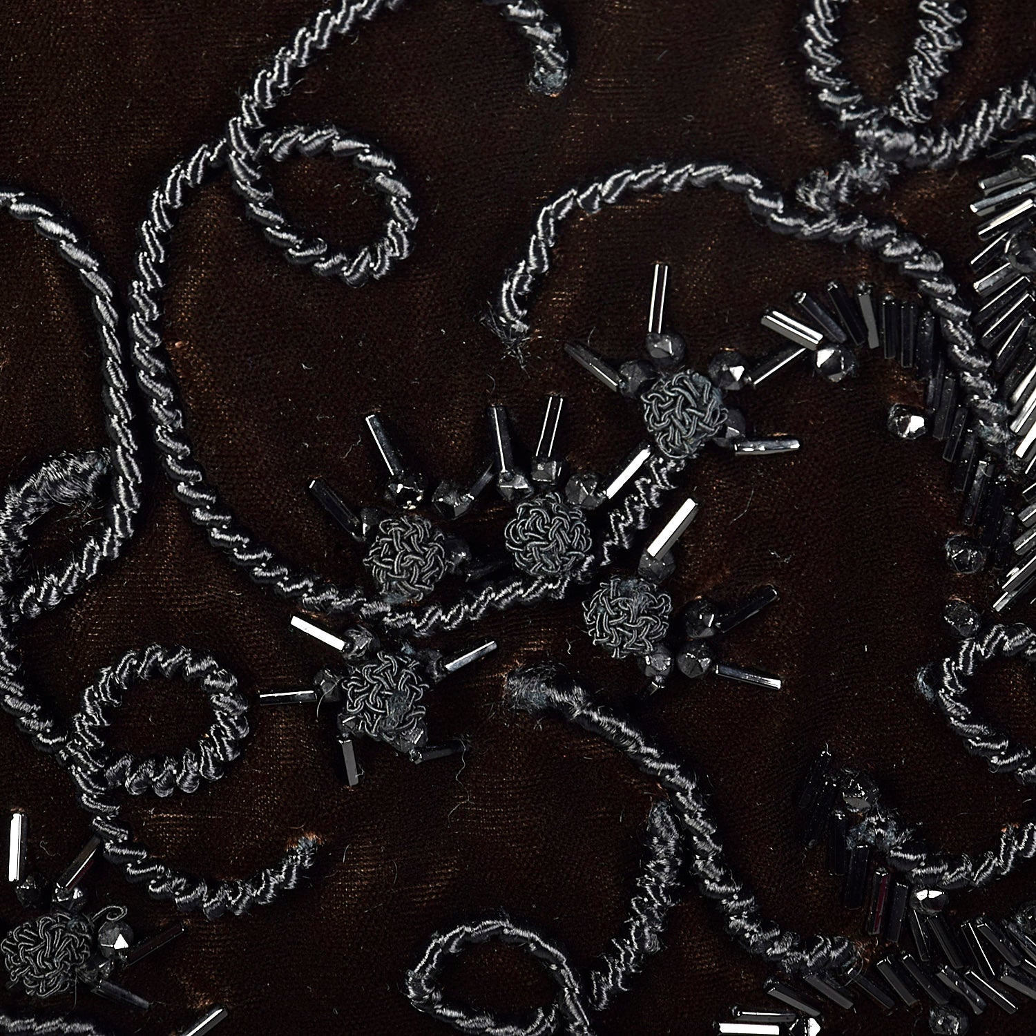 Late 1930s-Early 1940s Brown Velvet Beaded Wrap