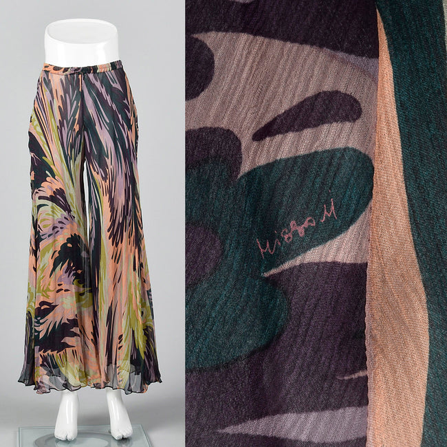 1990s Missoni Sheer Flowy Silk Pants