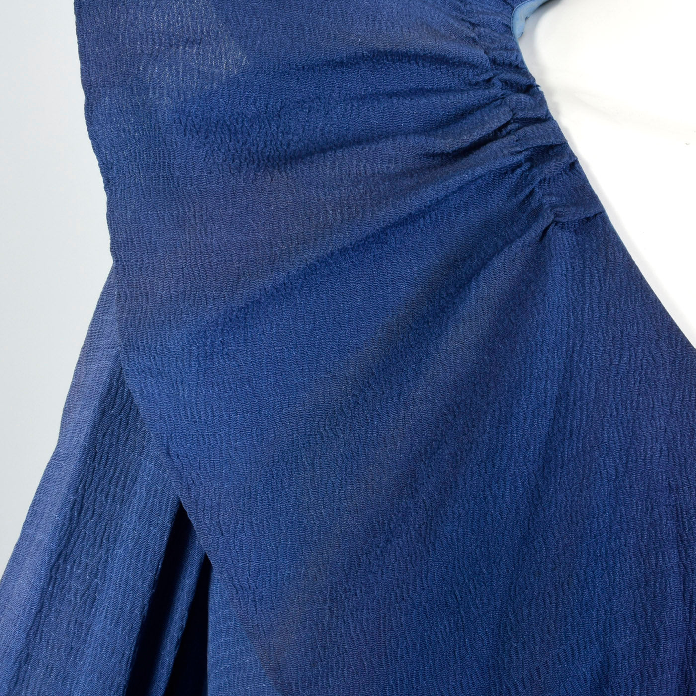 1930s Blue Dress with Ruffle Neckline
