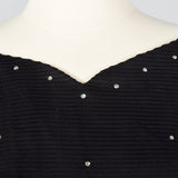 1950s Black Dress with Rhinestones and Asymmetric Bow