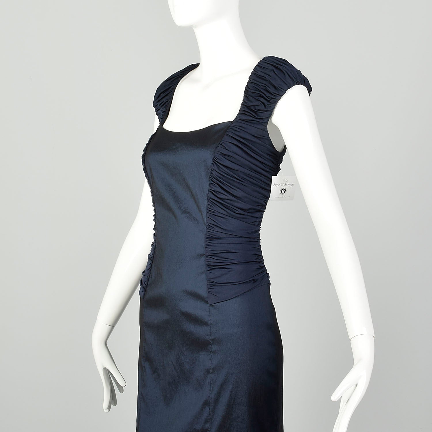 Medium Tadashi Collection Blue Evening Gown Short Sleeve Mermaid Dress