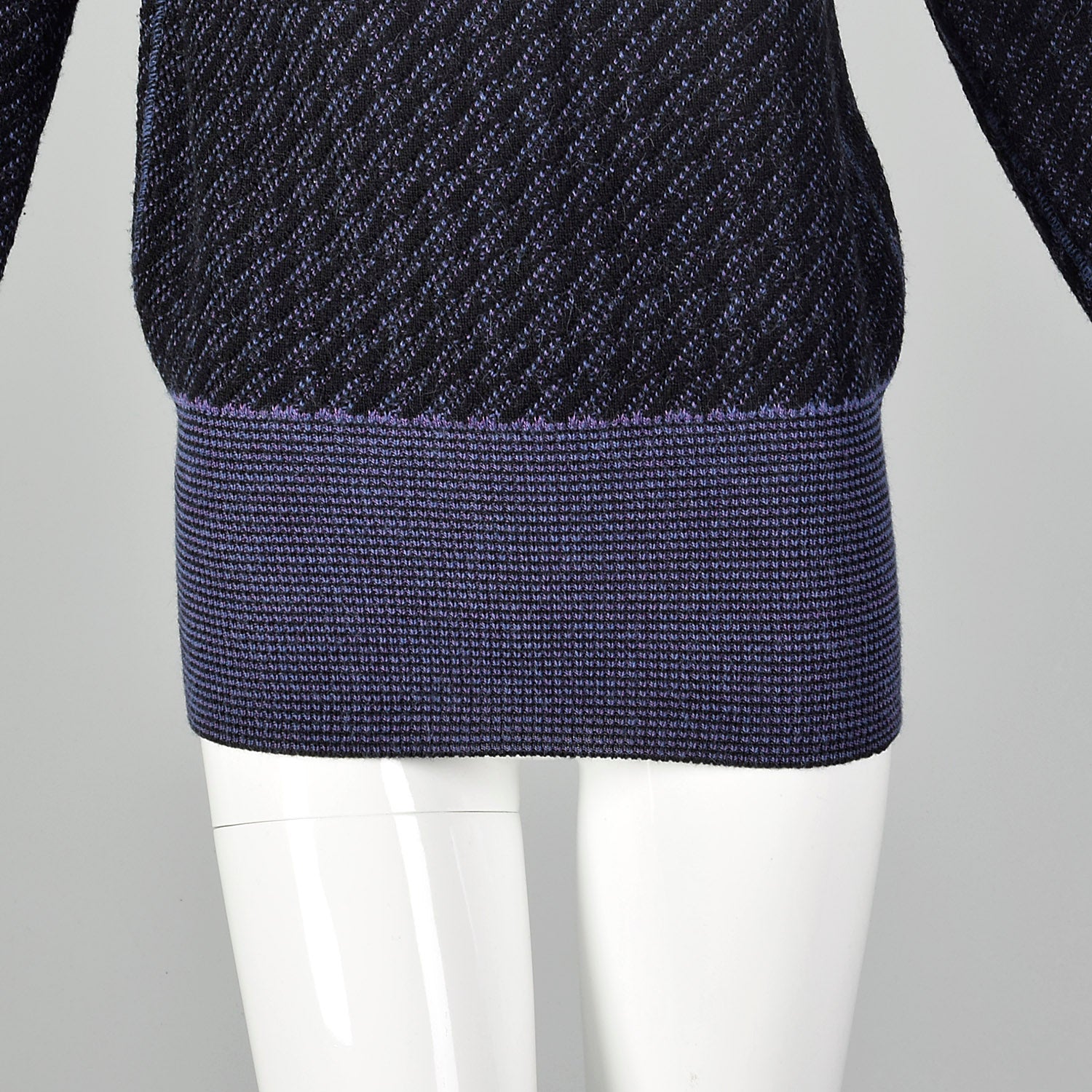 Small Emanuel Ungaro Parallele 1980s Purple Striped Black Turtleneck Sweater