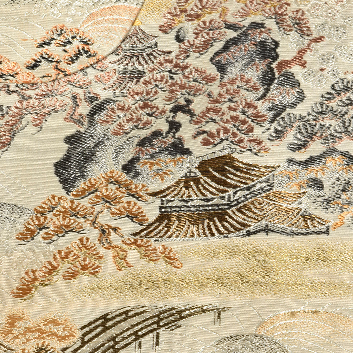 1950s Metallic Brocade Robe in Landscape Motif