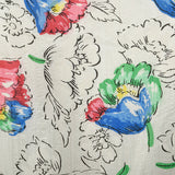 1950s White Summer Dress with Floral Print