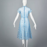 1950s Sheer Blue Fit and Flare Dress