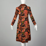 XS 1970s Orange Belted Tapestry Coat