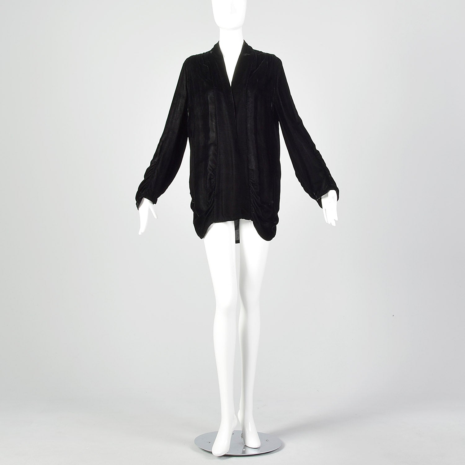 Medium 1920s Black Velvet Cardigan