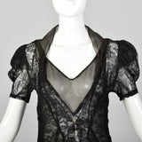 XS 1930s Sheer Black Silk and Lace Dress and Jacket