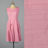 1950s Pink Polished Cotton Dress with Large Buttons