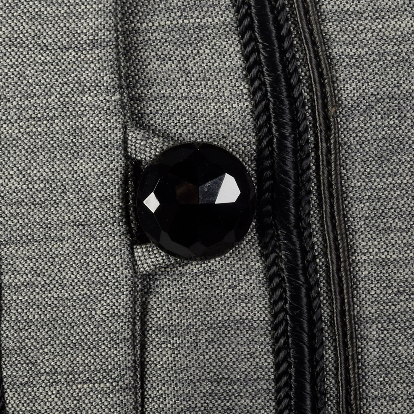 1950s Bonwit Teller Gray Fitted Blazer with Black Trim