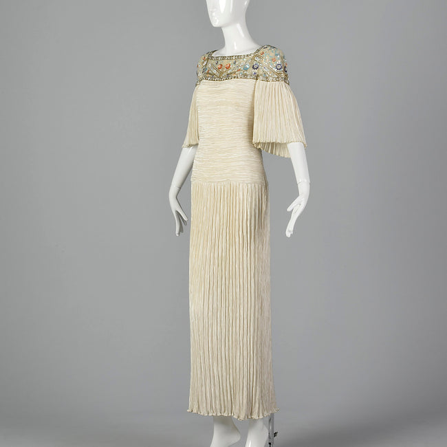 1980s Mary McFadden Dress with Beaded Neckline