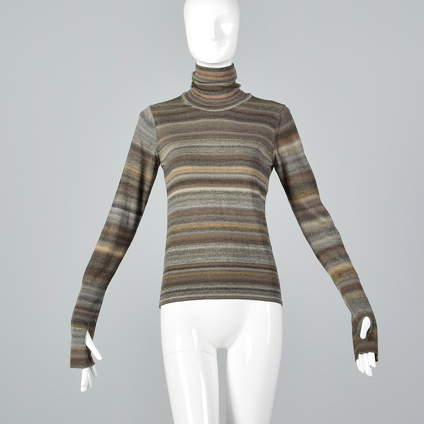 2000s Yves Saint Laurent Striped Knit Turtleneck