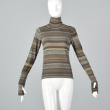 2000s Yves Saint Laurent Striped Knit Turtleneck