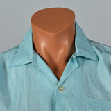 1950s Mens Light Blue Rayon Shirt