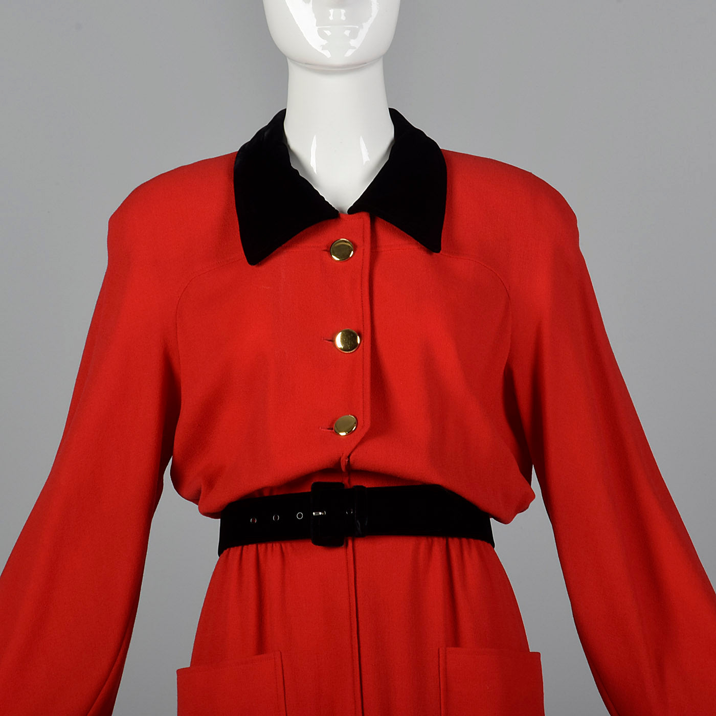 1980s Valentino Boutique Red Dress with Black Trim