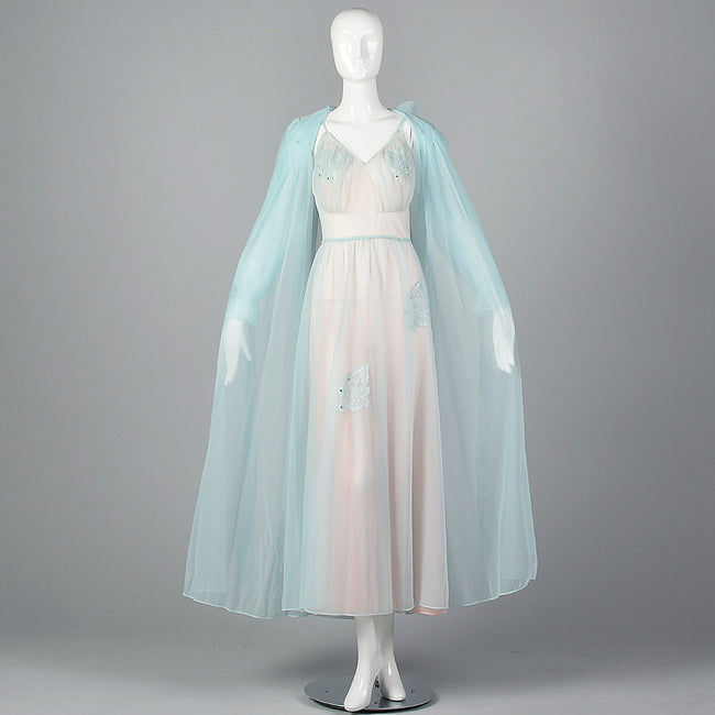 1950s Blue Nightgown and Peignoir Set