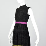 1970s Black Chenille Dress