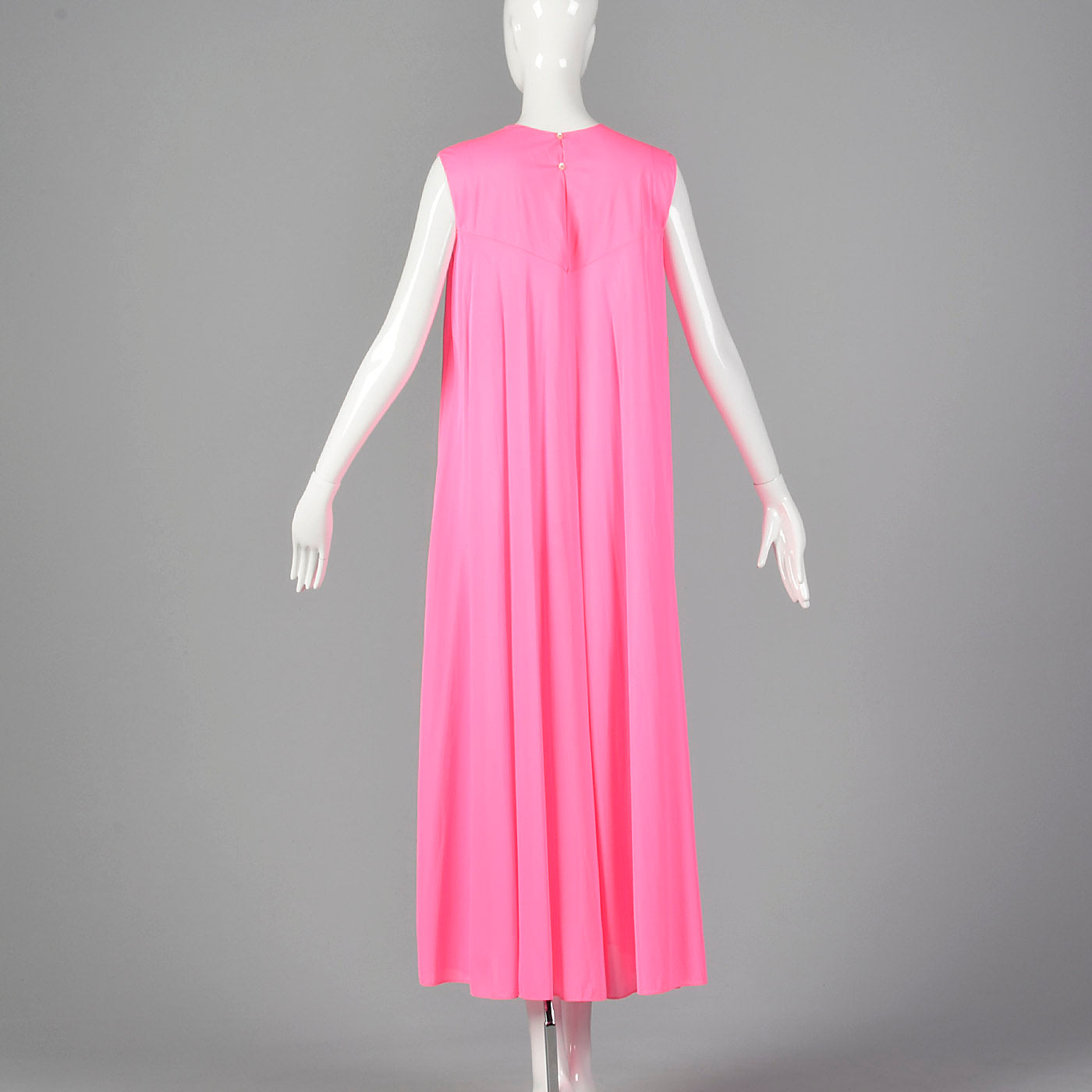 1960s Claire Sandra Lucie Ann Deadstock Pink Nightgown with Sheer Stripe