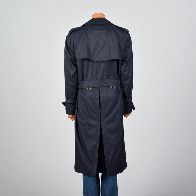 1980s Mens Burberrys  Prorsum Navy Blue Trench Coat