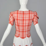1940s Long Day Dress with Scallop Details