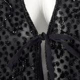 1990s Long Black Vest Top