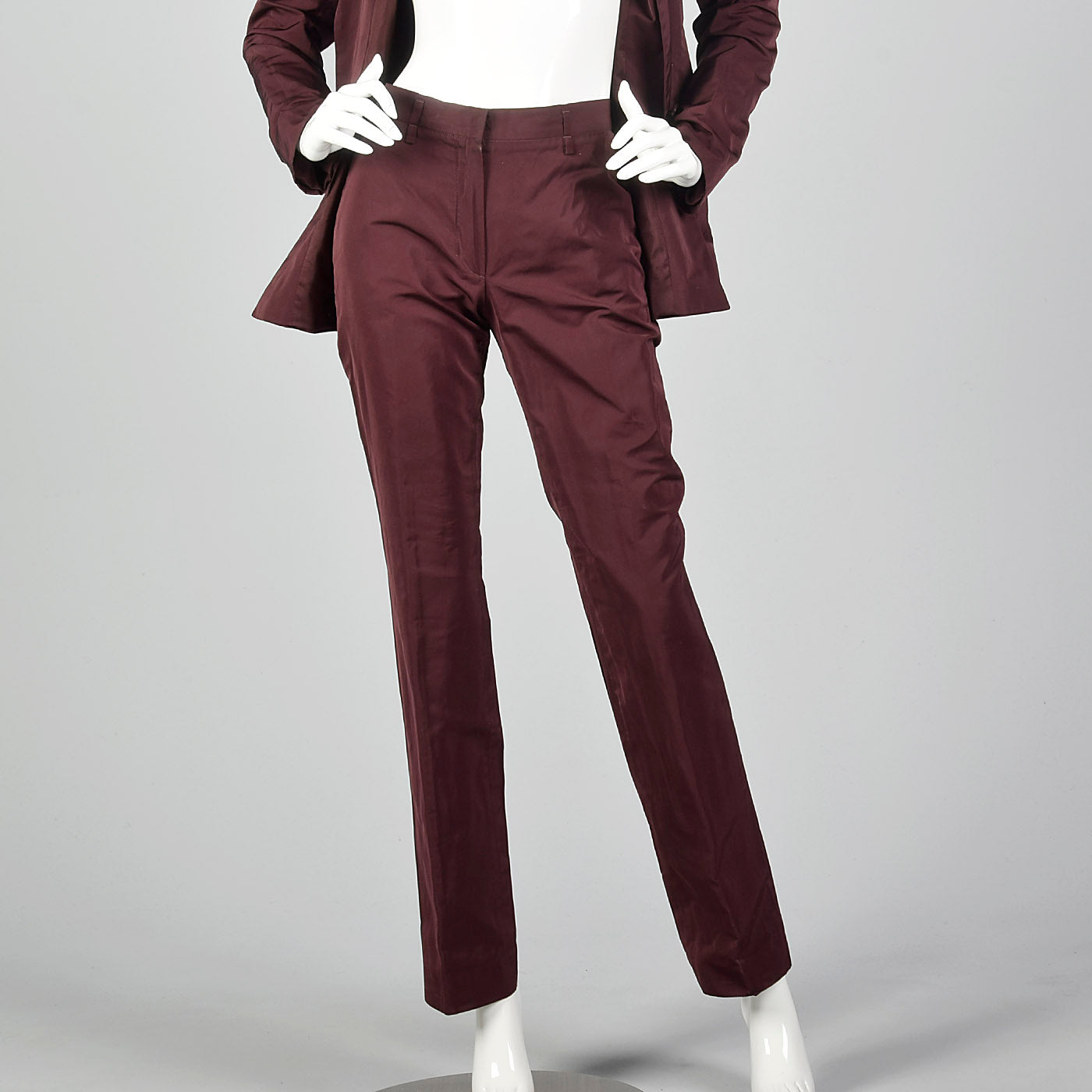 1990s Jil Sander Iridescent Burgundy Pant Suit