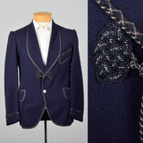 1950s Navy Blue Smoking Jacket with Braided Trim